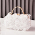 Rose Flower Evening Clutch | Bridal Wedding Bag with Metal Handle(MAC357)