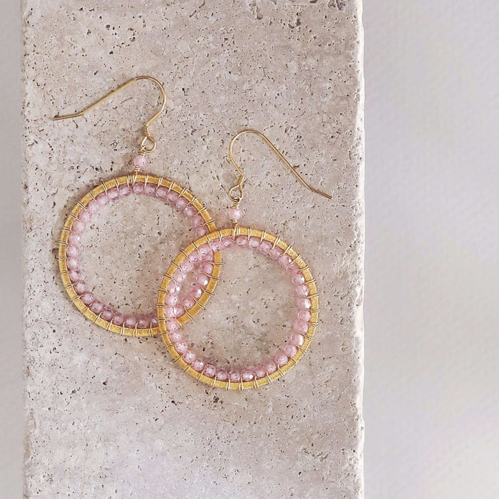Rose Quartz Halo Earrings