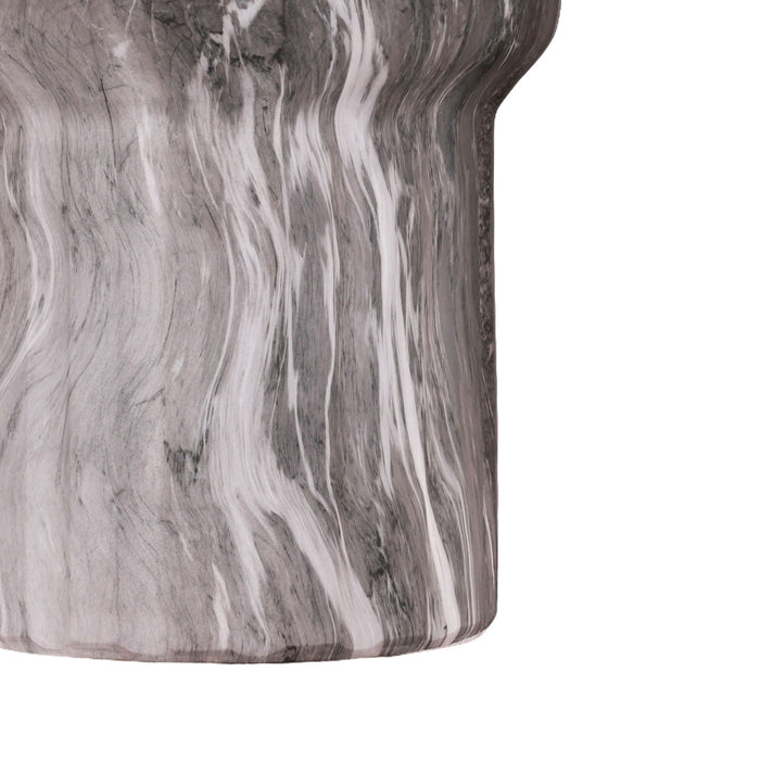 Round Geometric Outdoor End Table - Marble