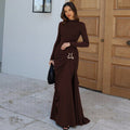 Ruched Bodycon Gown with Metal Hardware(MS233)
