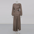 Ruched Dress with Braided Cutout Waist (MS345)