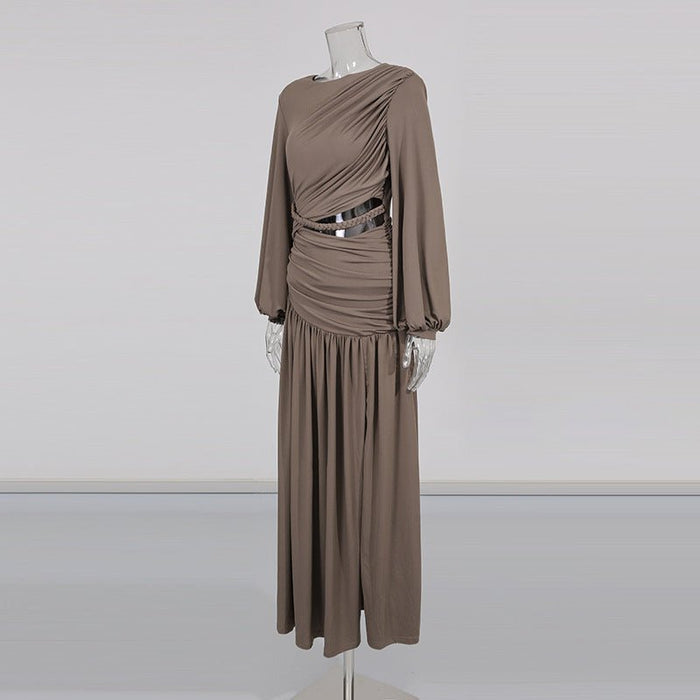 Ruched Dress with Braided Cutout Waist (MS345)