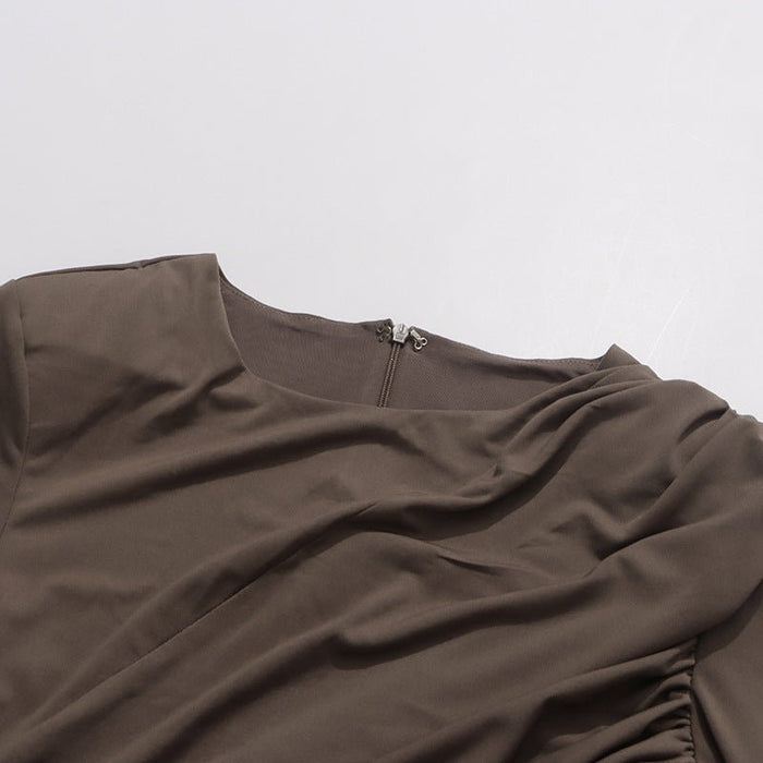 Ruched Dress with Braided Cutout Waist (MS345)