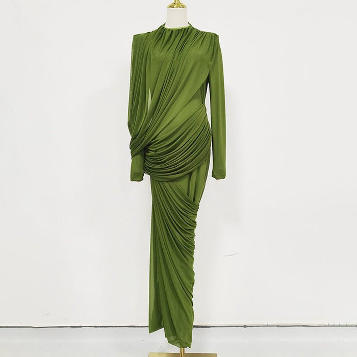 Ruched High Waist Bodycon Maxi Dress(MS355)