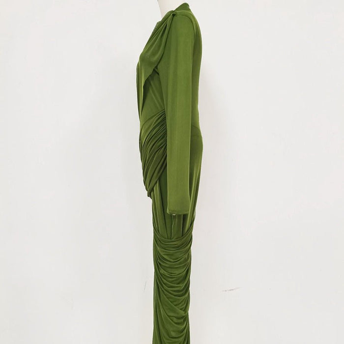 Ruched High Waist Bodycon Maxi Dress(MS355)
