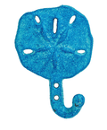 Sand Dollar Wall Hook – Beach Blue Cast Iron Coastal Décor (4.25"H x 3"W)