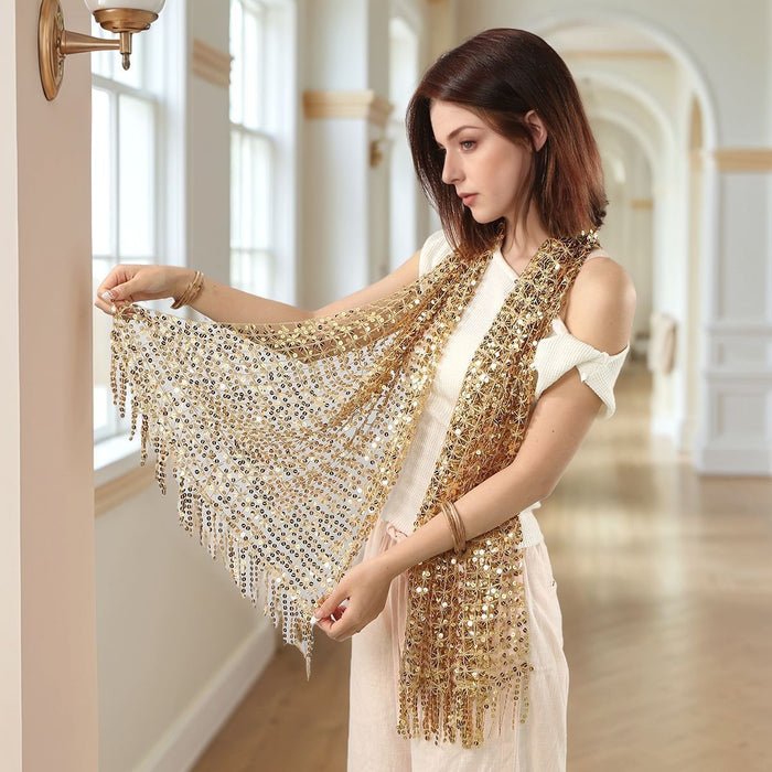 Sequin Mesh Shawl Hijab with Fringe(MH206)