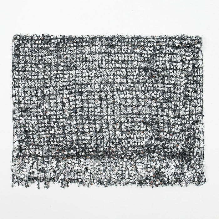 Sequin Mesh Shawl Hijab with Fringe(MH206)