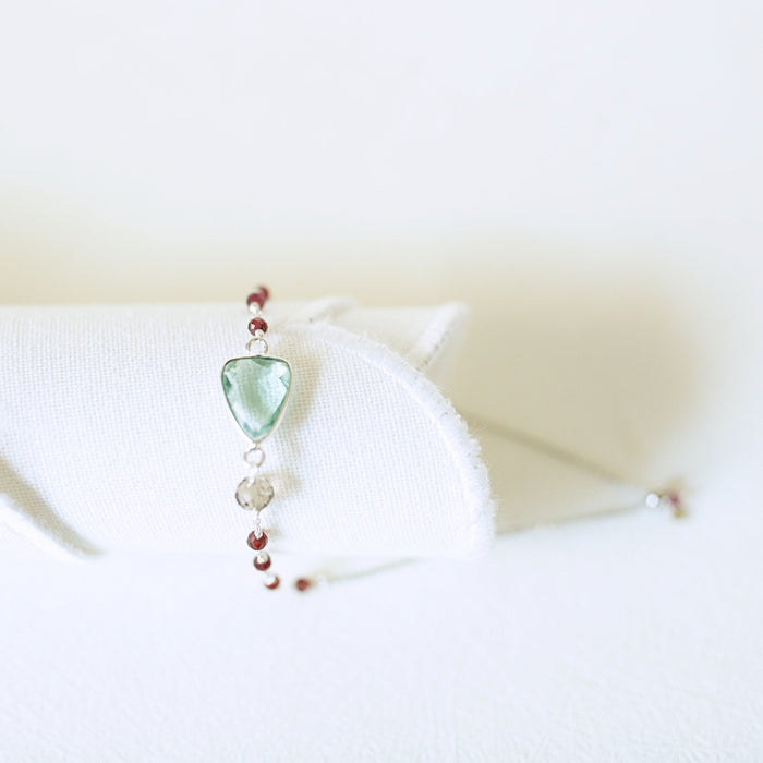 Green Amethyst / Silver / Rhodium Plated