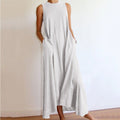 Sleeveless Silk Maxi Dress with Pockets | A-Line Silk Maxi Dress With No Sleeves (MS189)