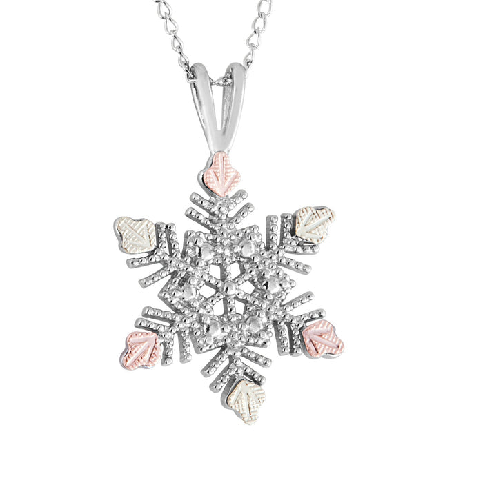Snowflake - Sterling Silver Black Hills Gold Pendant