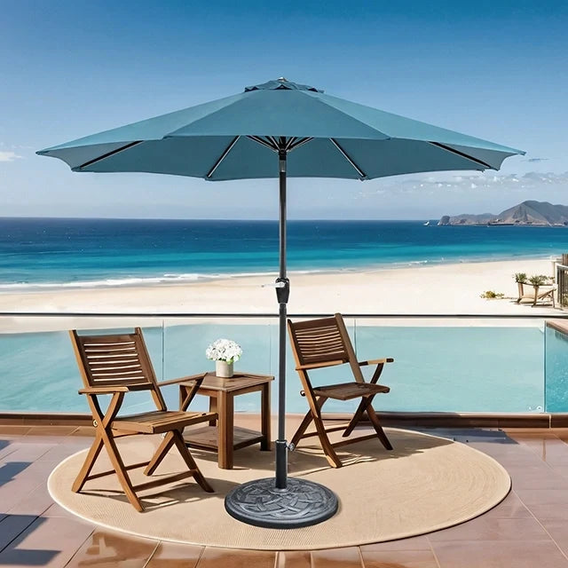Soli 9' Outdoor Umbrella w/ Auto Tilt + 21" Round Base