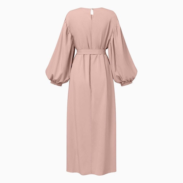 Solid Color Elegant Bubble Sleeve Abaya (MA092)