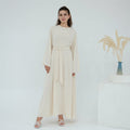 Solid Color Nida Abaya with Belt | A-Line Maxi Dress Abaya (MA359)