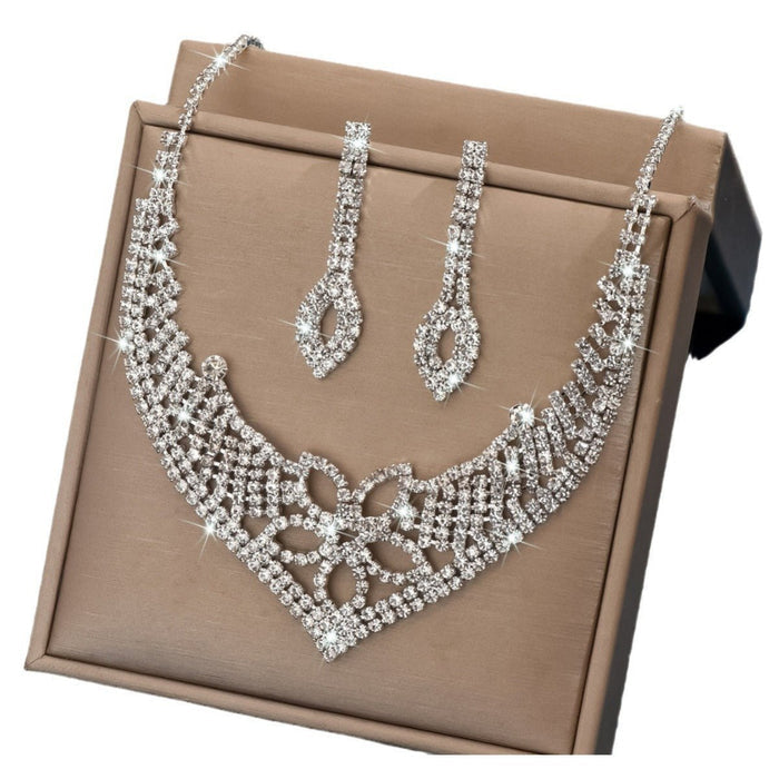 Sparkling Rhinestone Trio Earrings Necklace Bracelet Collection (MAC315)