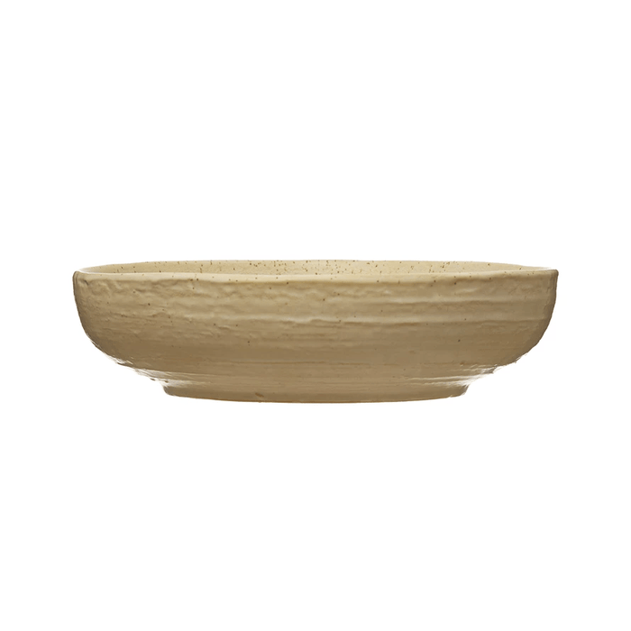 Stoneware Bowl with Reactive Glaze, Speckled Cream Color
