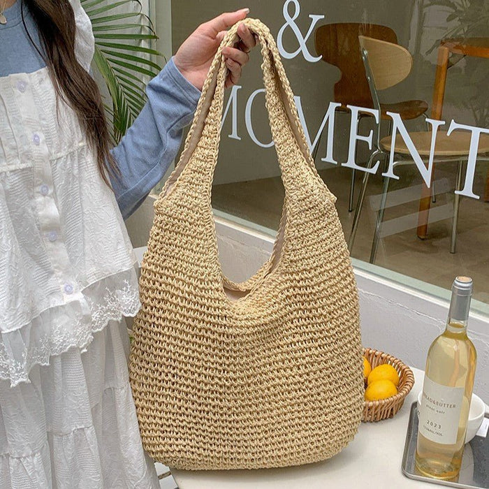Straw Beach Bag for Women Fashionable Summer Versatile Large-capacity Holiday Style Straw Tote Bag (MAC241)