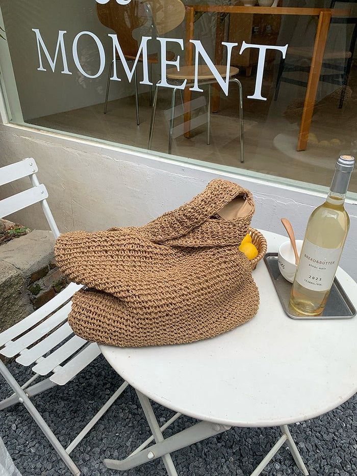 Straw Beach Bag for Women Fashionable Summer Versatile Large-capacity Holiday Style Straw Tote Bag (MAC241)