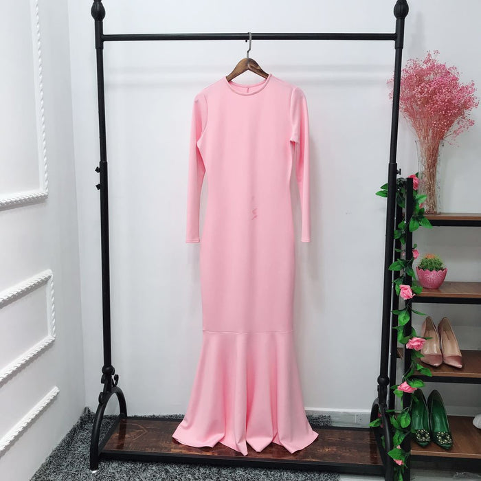 Stretch Mermaid Hem Maxi Dress(MS457)