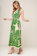 SWEPT ME OFF MY FEET GREEN WOVEN MIDI DRESS