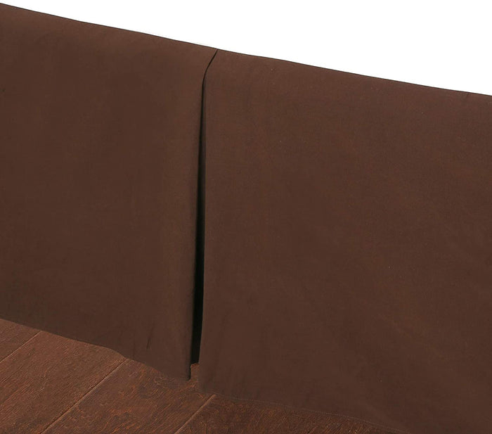 Tailored Bed Skirt Brown Cotton Twill Pleated Straight Dust Ruffle with Split Corners (16" Drop)
