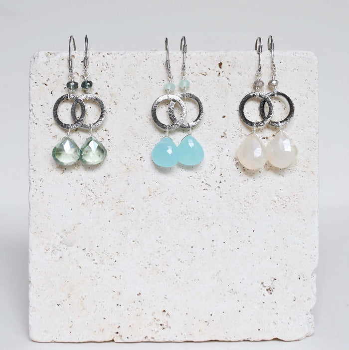 The Airie Earring - White Chalcedony Silver
