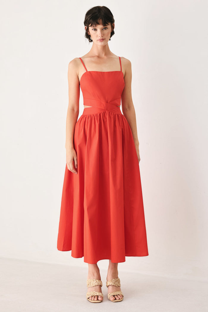 THE RIVIERA NIGHTS WOVEN MIDI DRESS