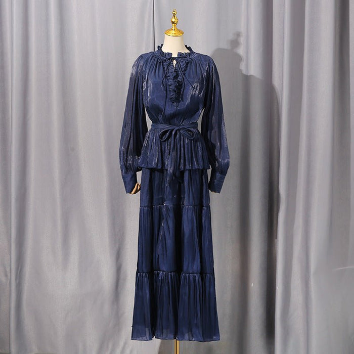 Tiered Ruffle Maxi Dress with Fitted Waist(MS359)