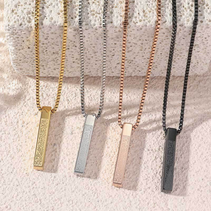 Titanium Steel High-Quality Square Pillar Engraved Necklace (With gift box)(MAC217)