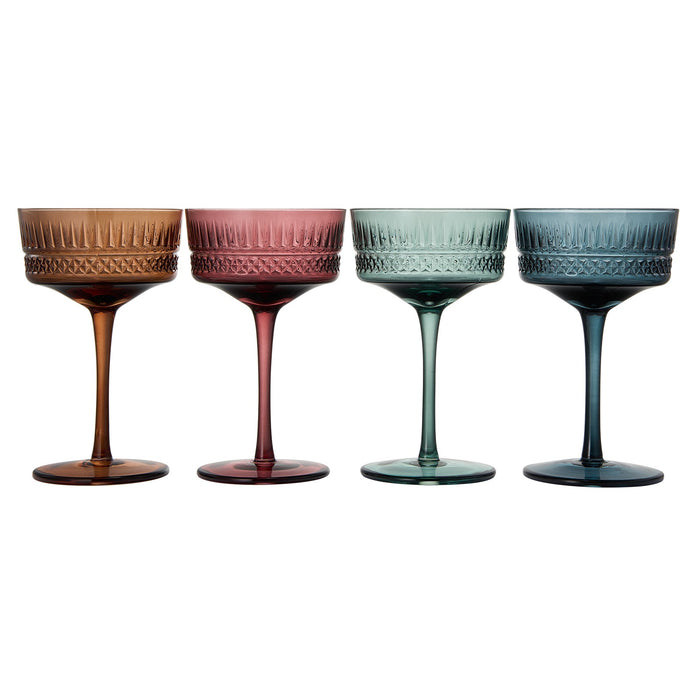 Tonal Crystal Champagne Coupe, Cocktail Glassware, Set of 4
