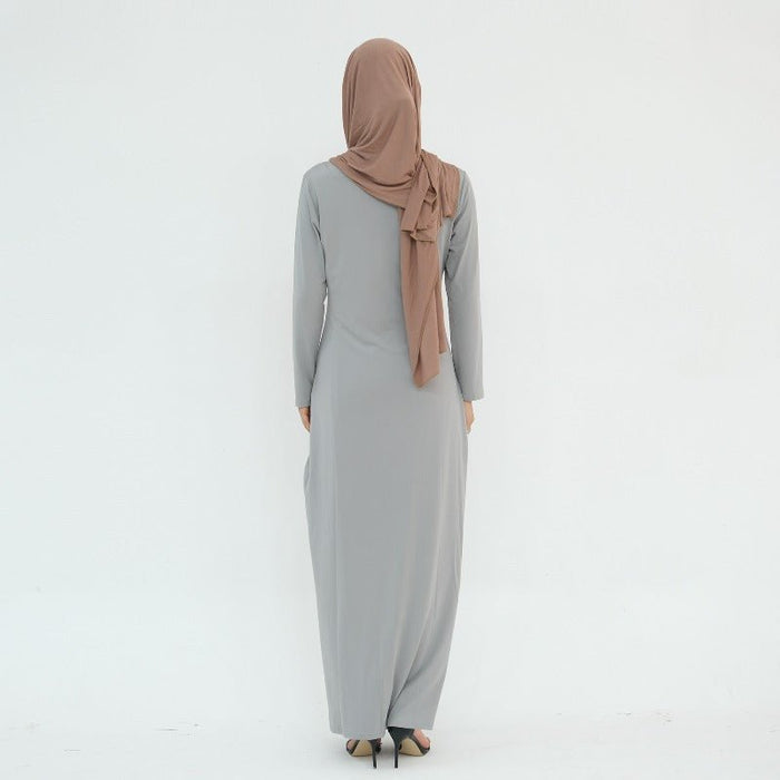 Ultra Long Milk Silk Soft Layering Essential Base Dress | Round Neck Pullover Maxi Underdress(MA319)