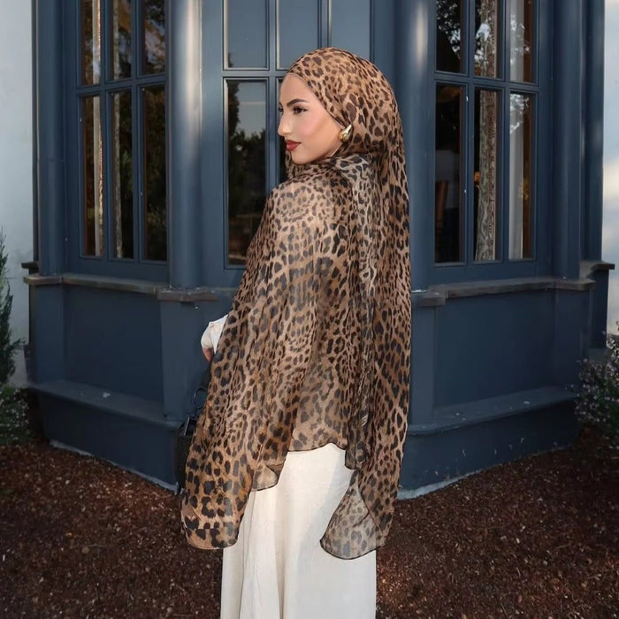Versatile Leopard Print Fashionable Hijab (MH164)