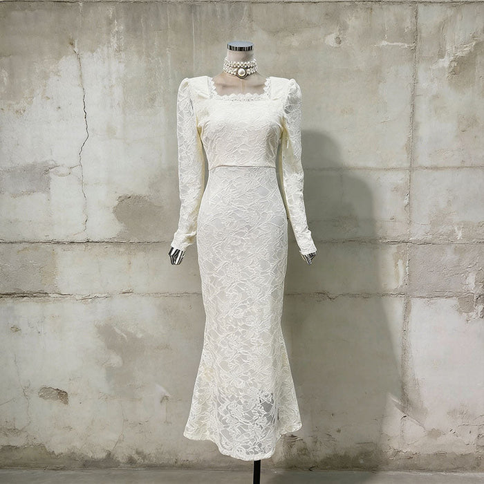 Vintage Lace Fishtail Dress (MS394)