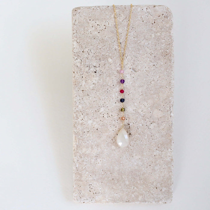 White Chalcedony Rainbow Yoga Pendant