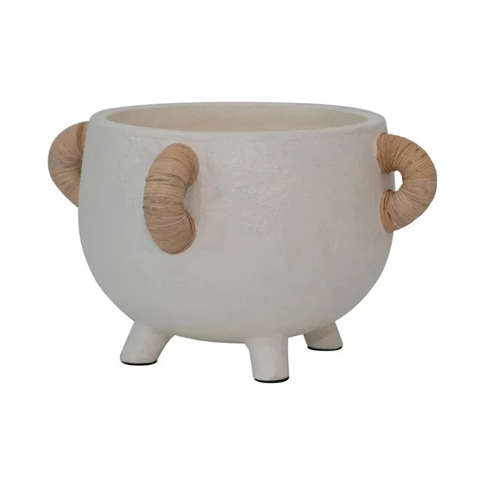 Wren Terracotta Planter with Rattan Handles