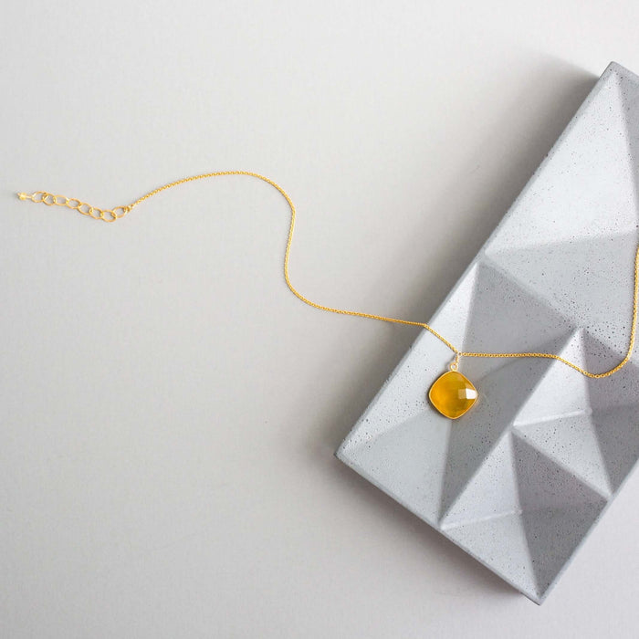 Yellow Chalcedony Pendant Necklace